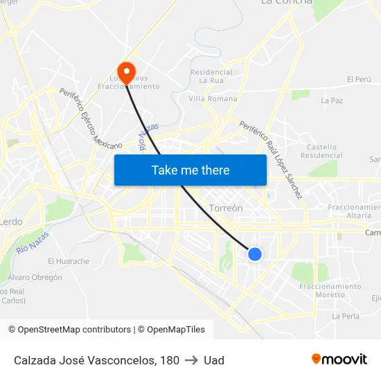 Calzada José Vasconcelos, 180 to Uad map