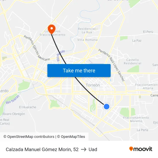 Calzada Manuel Gómez Morin, 52 to Uad map