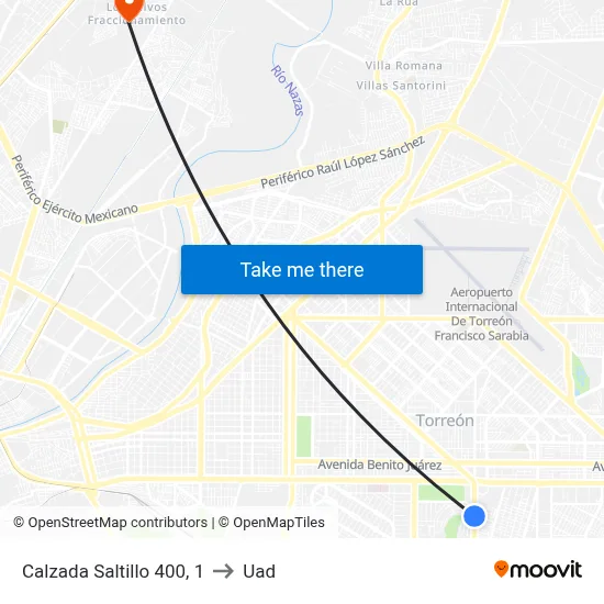 Calzada Saltillo 400, 1 to Uad map