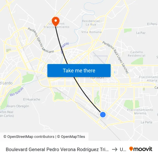 Boulevard General Pedro Verona Rodríguez Triana, 1000-1 to Uad map