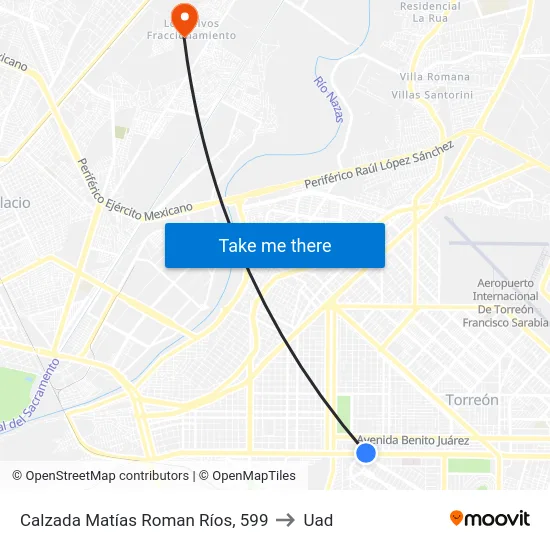 Calzada Matías Roman Ríos, 599 to Uad map