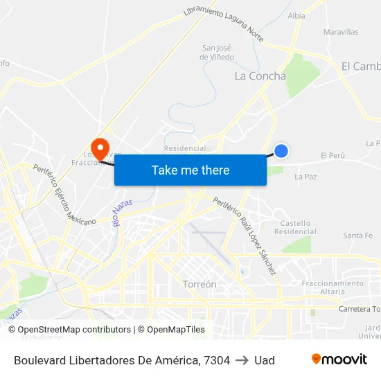Boulevard Libertadores De América, 7304 to Uad map