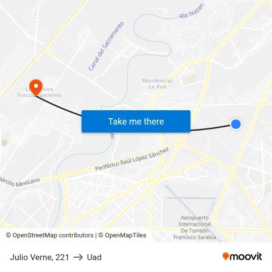 Julio Verne, 221 to Uad map