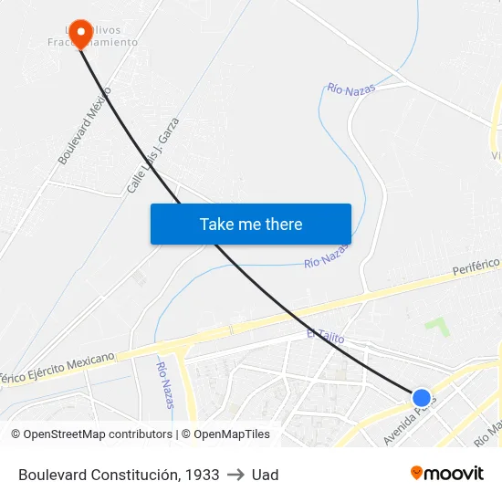 Boulevard Constitución, 1933 to Uad map