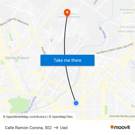 Calle Ramón Corona, 502 to Uad map