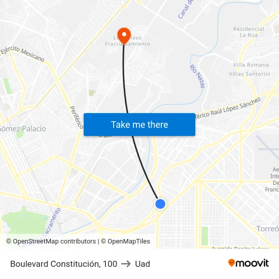 Boulevard Constitución, 100 to Uad map