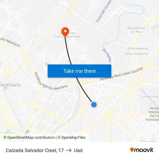 Calzada Salvador Creel, 17 to Uad map