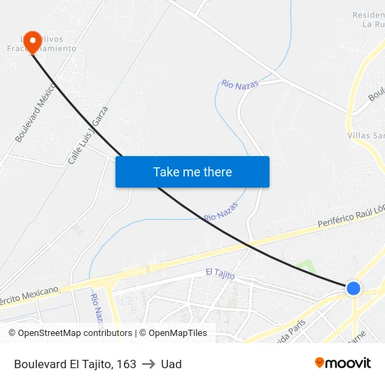 Boulevard El Tajito, 163 to Uad map