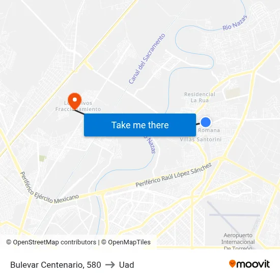 Bulevar Centenario, 580 to Uad map