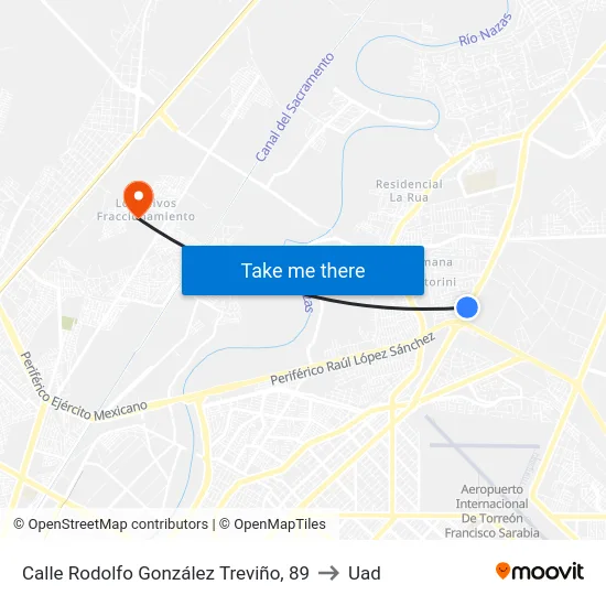 Calle Rodolfo González Treviño, 89 to Uad map