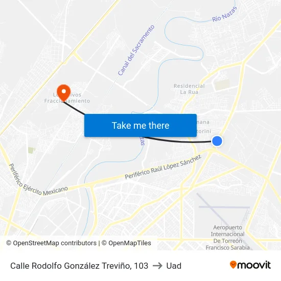 Calle Rodolfo González Treviño, 103 to Uad map