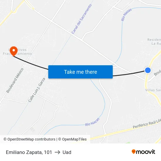 Emiliano Zapata, 101 to Uad map