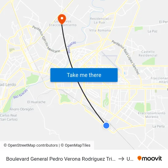 Boulevard General Pedro Verona Rodríguez Triana, 7 to Uad map
