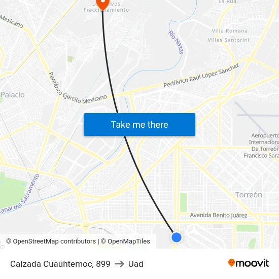 Calzada Cuauhtemoc, 899 to Uad map