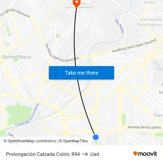 Prolongación Calzada Colón, 894 to Uad map