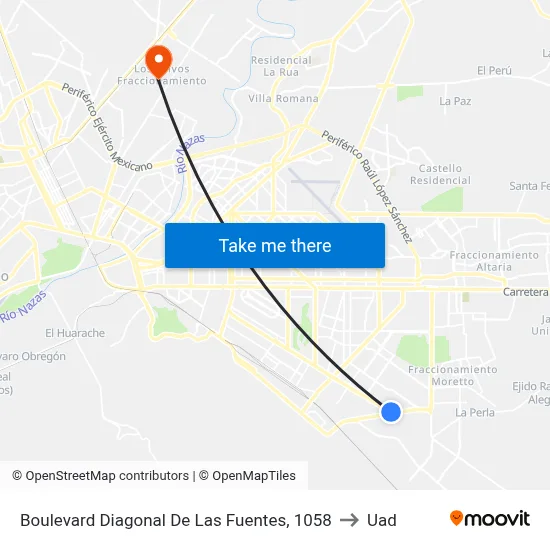Boulevard Diagonal De Las Fuentes, 1058 to Uad map
