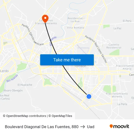 Boulevard Diagonal De Las Fuentes, 880 to Uad map