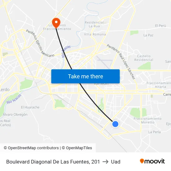 Boulevard Diagonal De Las Fuentes, 201 to Uad map