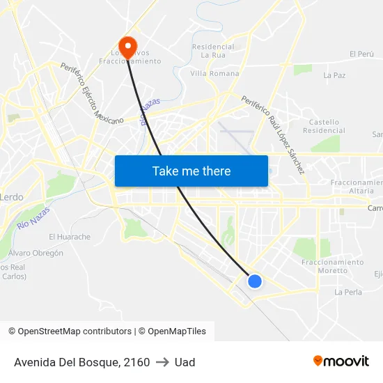 Avenida Del Bosque, 2160 to Uad map