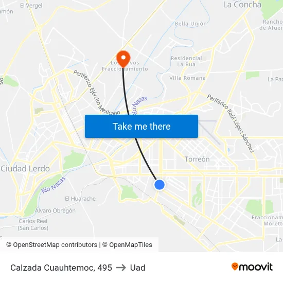 Calzada Cuauhtemoc, 495 to Uad map