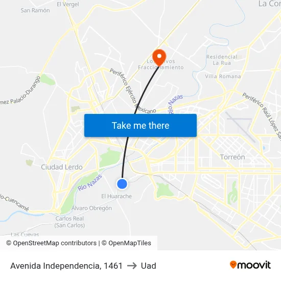 Avenida Independencia, 1461 to Uad map