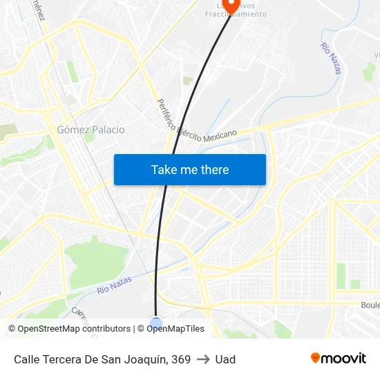 Calle Tercera De San Joaquín, 369 to Uad map