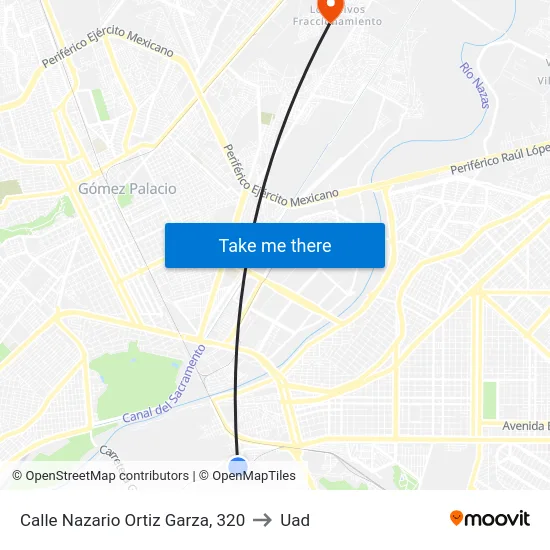 Calle Nazario Ortiz Garza, 320 to Uad map