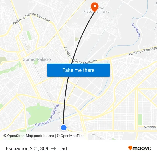 Escuadrón 201, 309 to Uad map