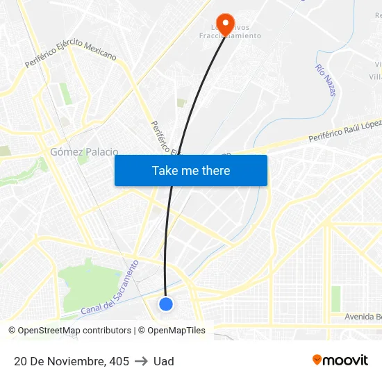 20 De Noviembre, 405 to Uad map