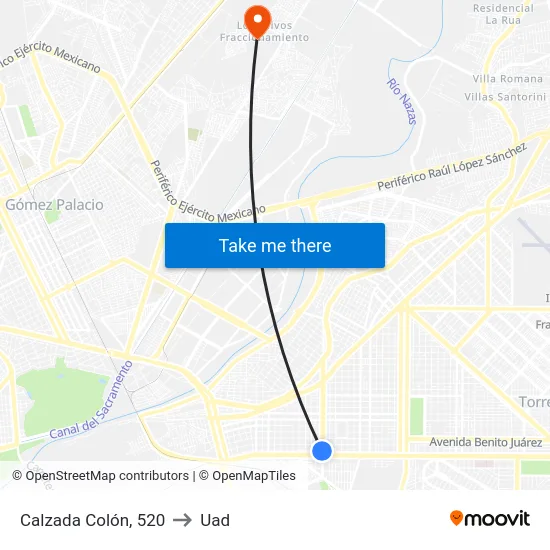 Calzada Colón, 520 to Uad map