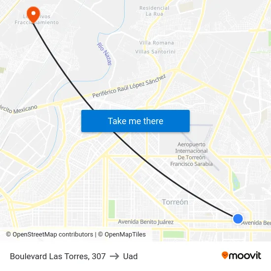 Boulevard Las Torres, 307 to Uad map
