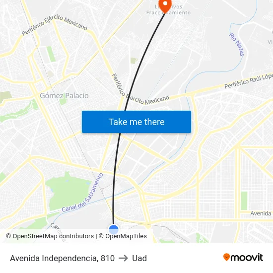 Avenida Independencia, 810 to Uad map