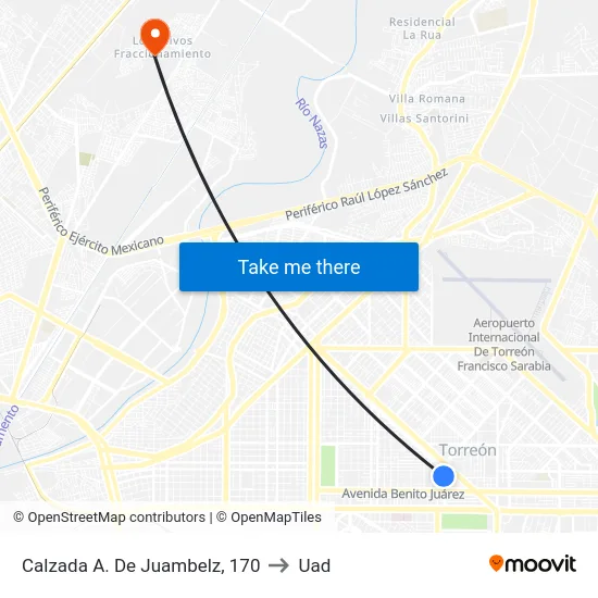 Calzada A. De Juambelz, 170 to Uad map