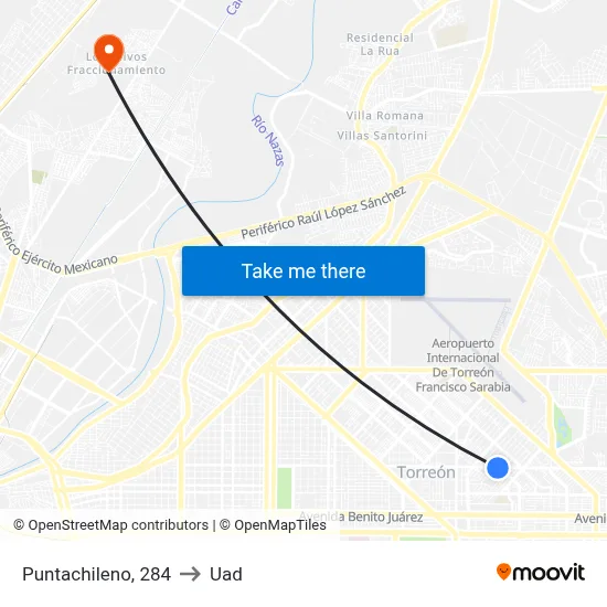 Puntachileno, 284 to Uad map