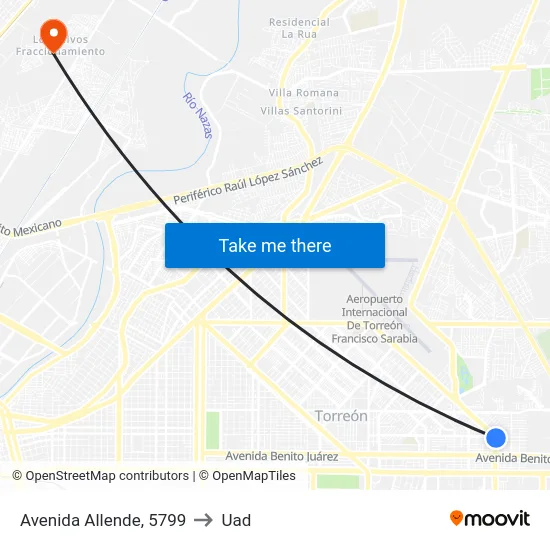Avenida Allende, 5799 to Uad map
