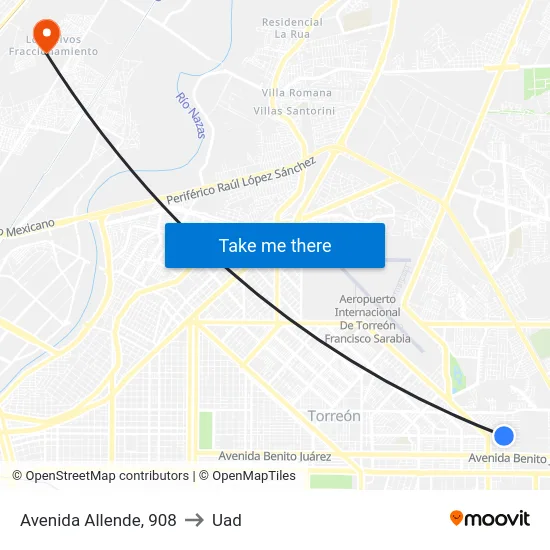 Avenida Allende, 908 to Uad map