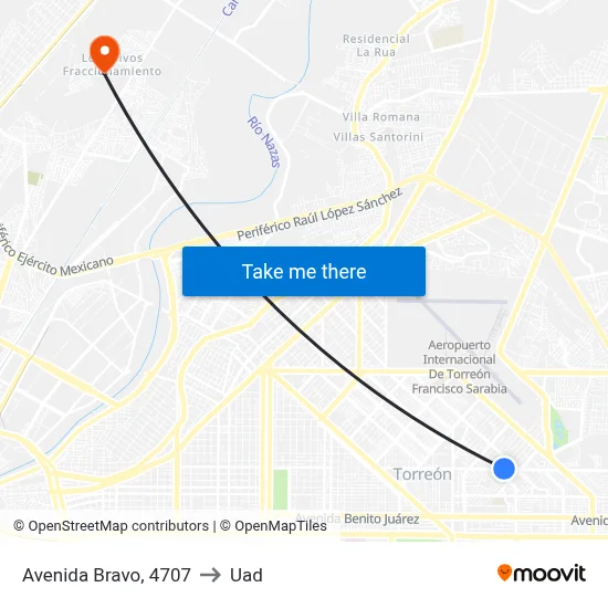 Avenida Bravo, 4707 to Uad map