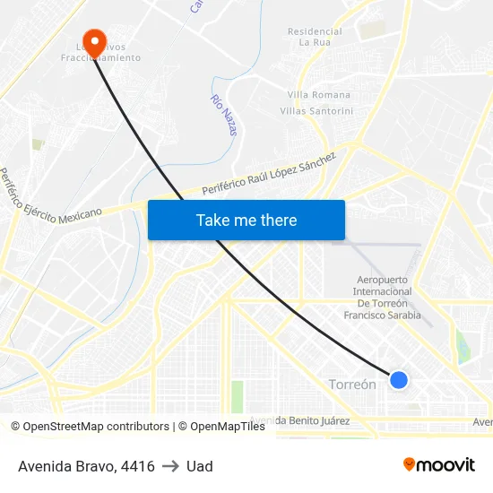 Avenida Bravo, 4416 to Uad map