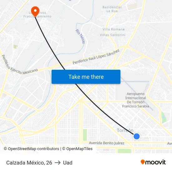 Calzada México, 26 to Uad map