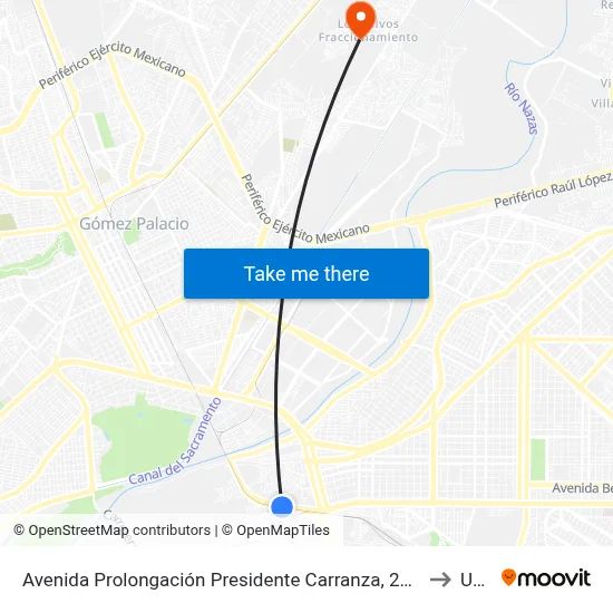 Avenida Prolongación Presidente Carranza, 2014 to Uad map