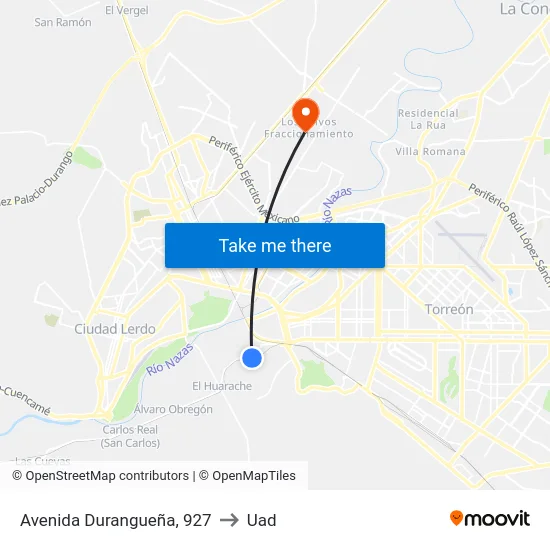 Avenida Durangueña, 927 to Uad map