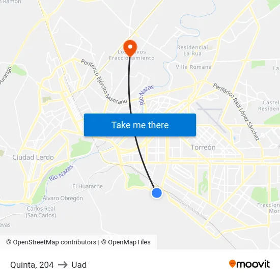 Quinta, 204 to Uad map