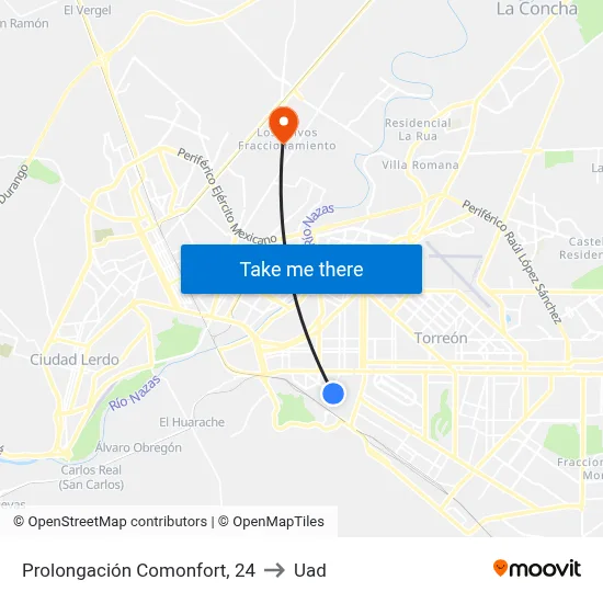 Prolongación Comonfort, 24 to Uad map