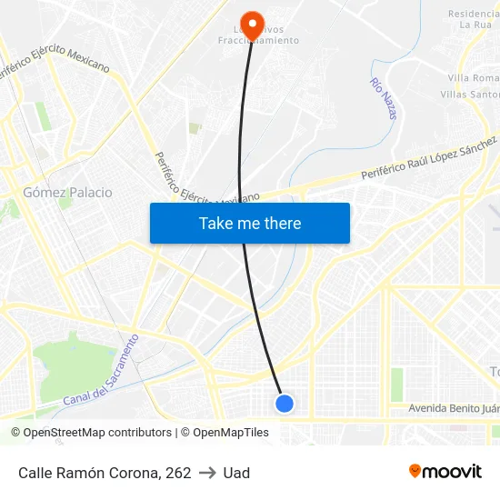 Calle Ramón Corona, 262 to Uad map