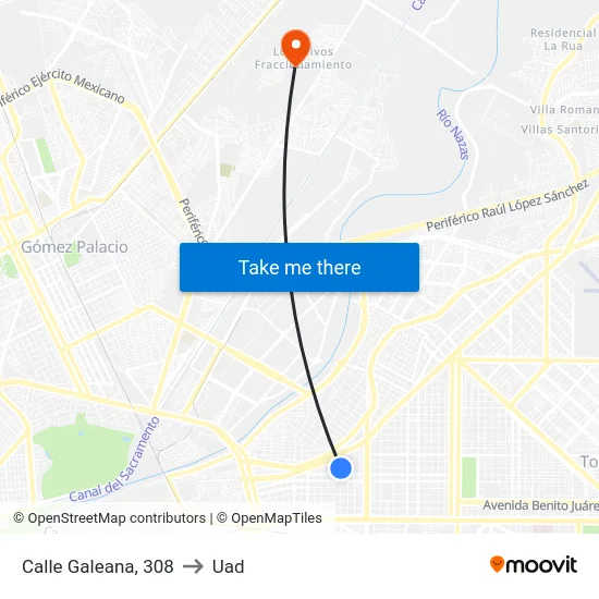 Calle Galeana, 308 to Uad map