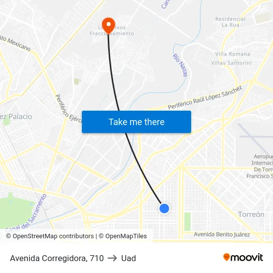 Avenida Corregidora, 710 to Uad map