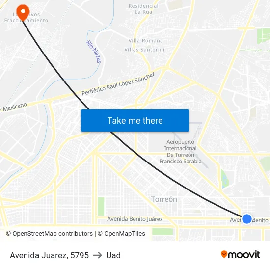 Avenida Juarez, 5795 to Uad map