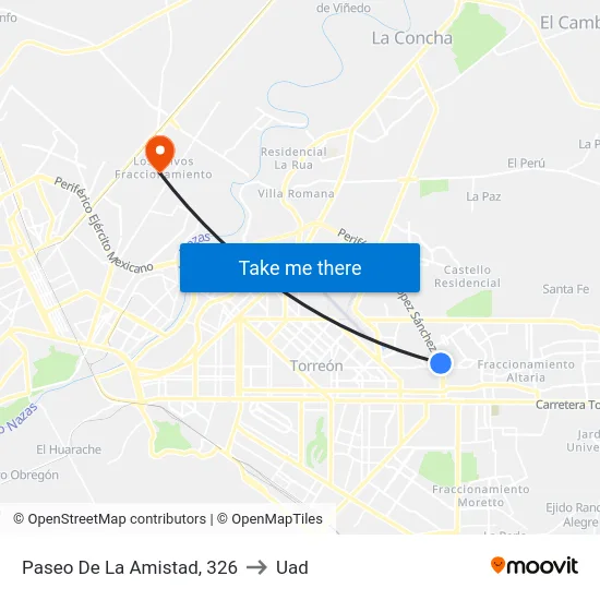 Paseo De La Amistad, 326 to Uad map