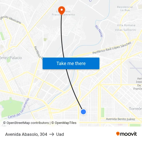 Avenida Abasolo, 304 to Uad map