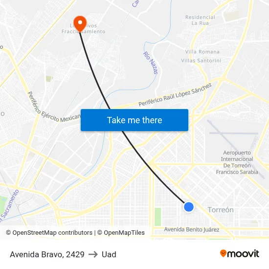 Avenida Bravo, 2429 to Uad map